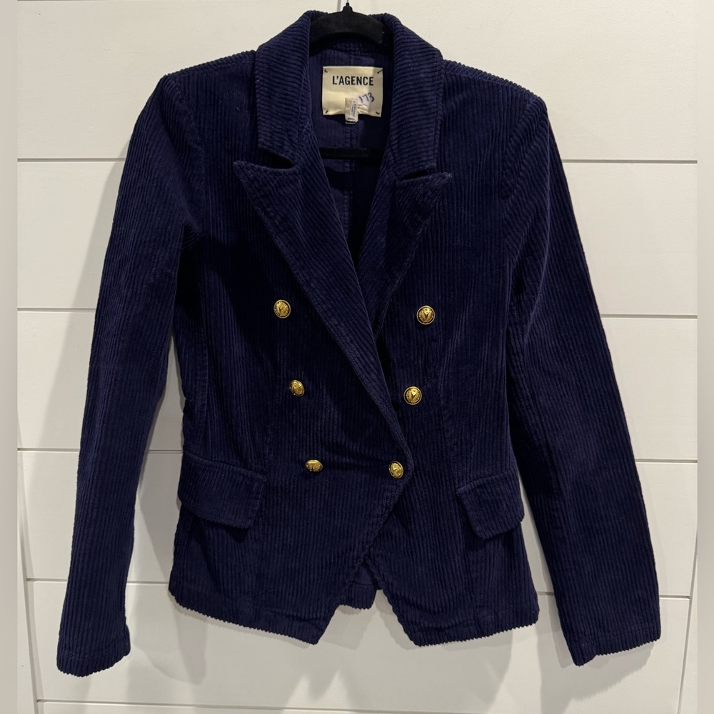 L’Agence navy corduroy Kaydence blazer - Picture 4 of 8
